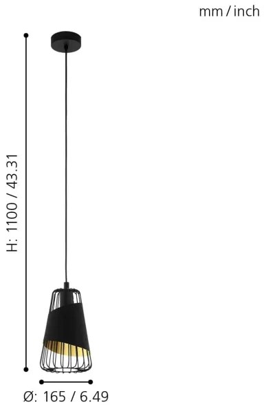 Eglo 49447 - Luster na lanku AUSTELL 1xE27/60W/230V