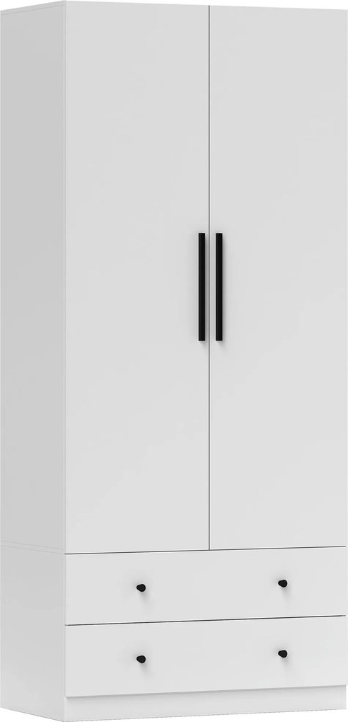 HOMCOM Vstavaná skriňa s hlbokým interiérom, 2 dvere, oblečenie a 2 zásuvky, 79 x 43 x 180 cm, biela | Aosom