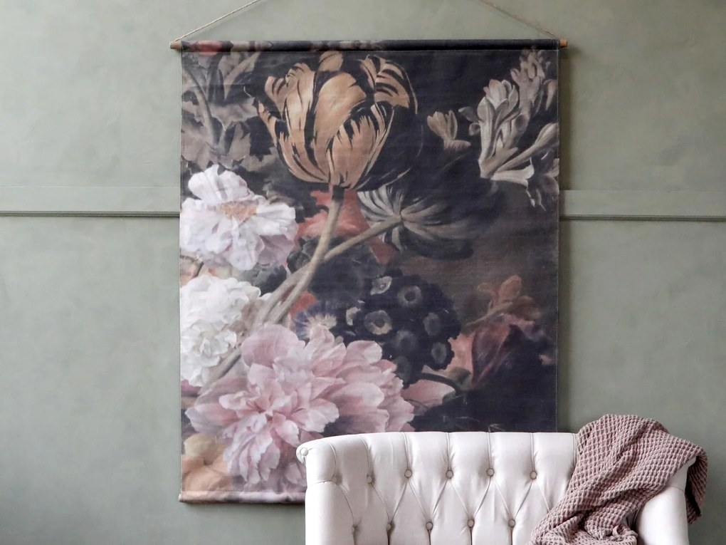 Nástenná vintage mapa s kvetmi Floral print - 124*145cm