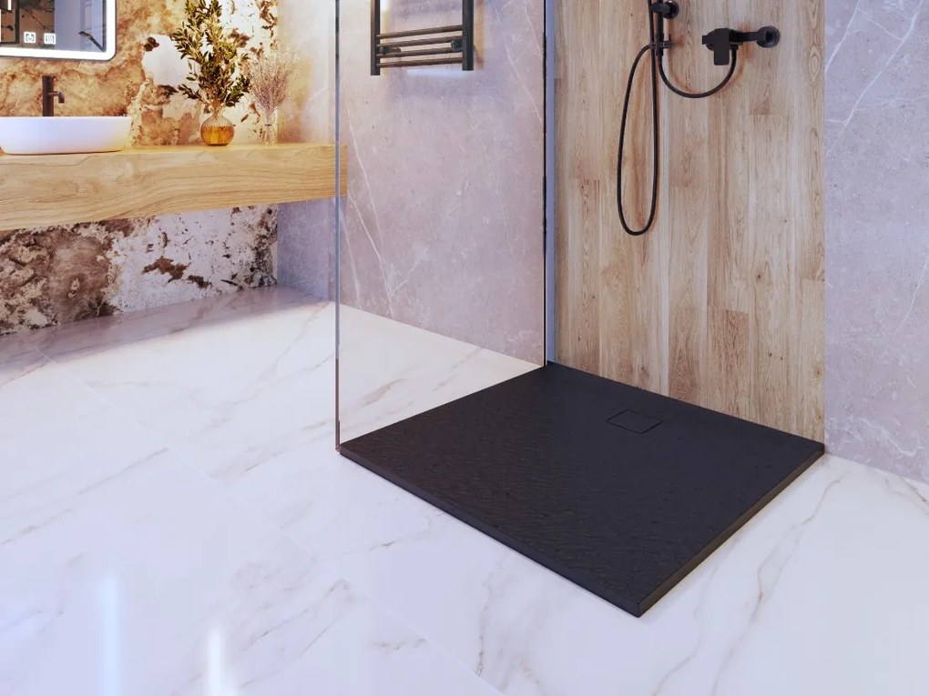 Gamma Erga Oldaf, SMC štvorcová sprchová vanička 90 x 90 cm, čierna matná, ERG-GMA-OL-9090BK