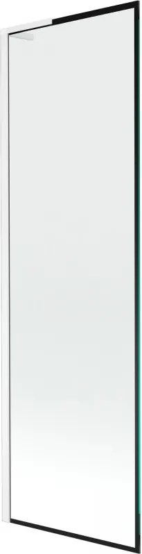 Mexen Next L, 1-krídlová vaňová zástena 60 x 150 cm, 6mm číre sklo-čierny vzor, biely profil, 895-060-000-03-70-20
