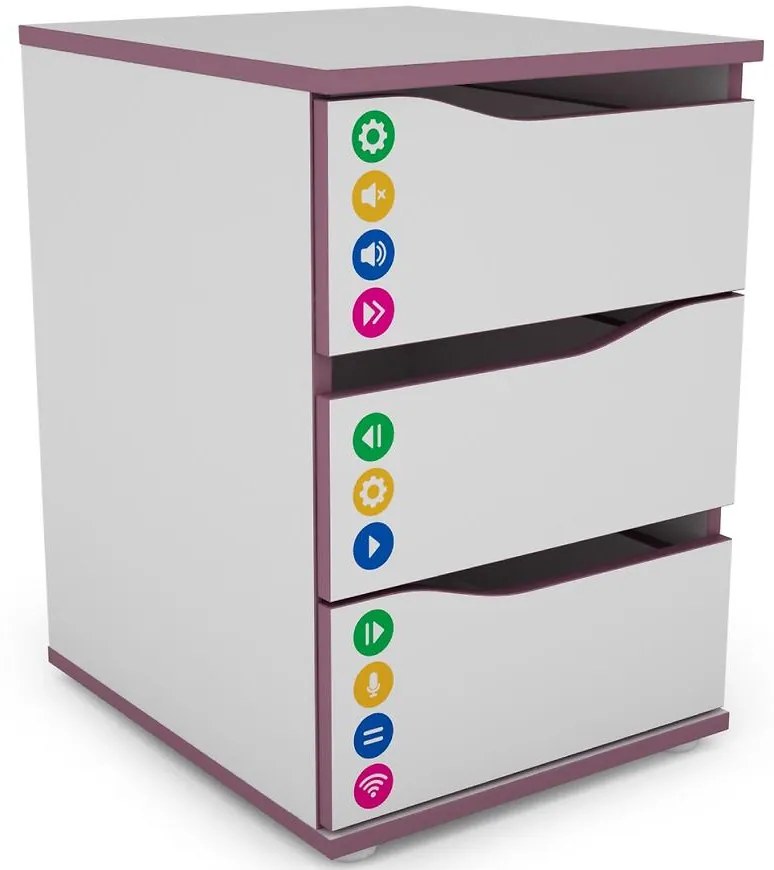 Komoda Matrix 40 3s biela/fialový