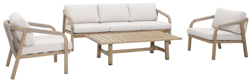 Hliníková sedacia súprava RAVONTI 3 so svetlohnedým výpletom