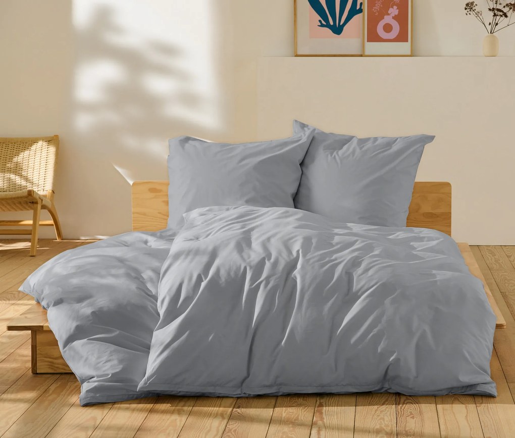 Posteľná bielizeň z perkálu, štandardná veľkosť, sivá