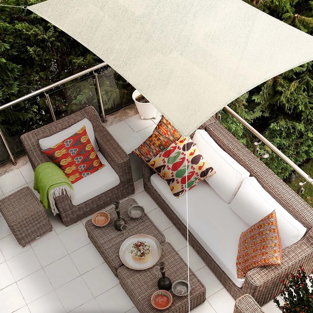 Obdĺžniková slnečná clona, 2 x 4 m, s upevňovacími okami, polyester, priedušná