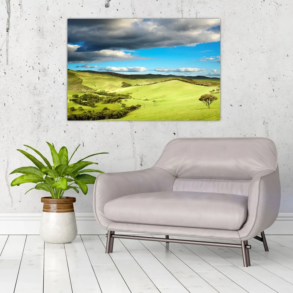 Obraz - Zelená krajina s pahorkami (90x60 cm)