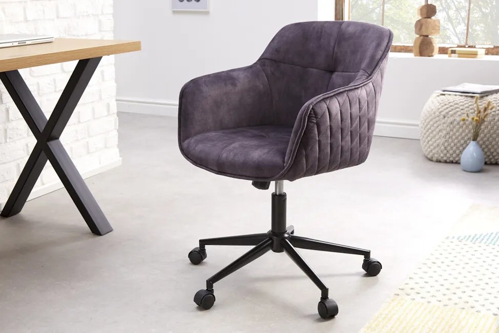 Výškovo nastaviteľná kancelárska stolička Euphoria zamat tmavošedá