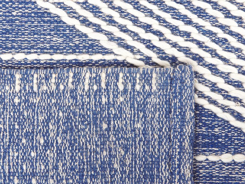 Vlnený koberec 200 x 200 cm svetlobéžová/modrá DATCA Beliani