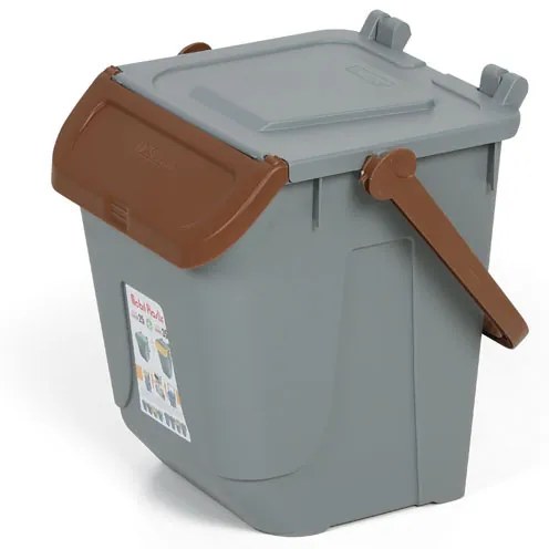 Plastový odpadkový kôš na triedenie odpadu ECOLOGY, 25 l, sivá/hnedá