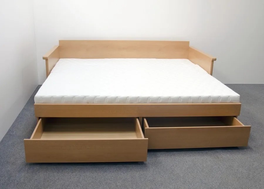 BMB TANDEM JORA s roštom a úložným priestorom 80 x 200 cm - rozkladacia posteľ z lamina s podrúčkami, lamino