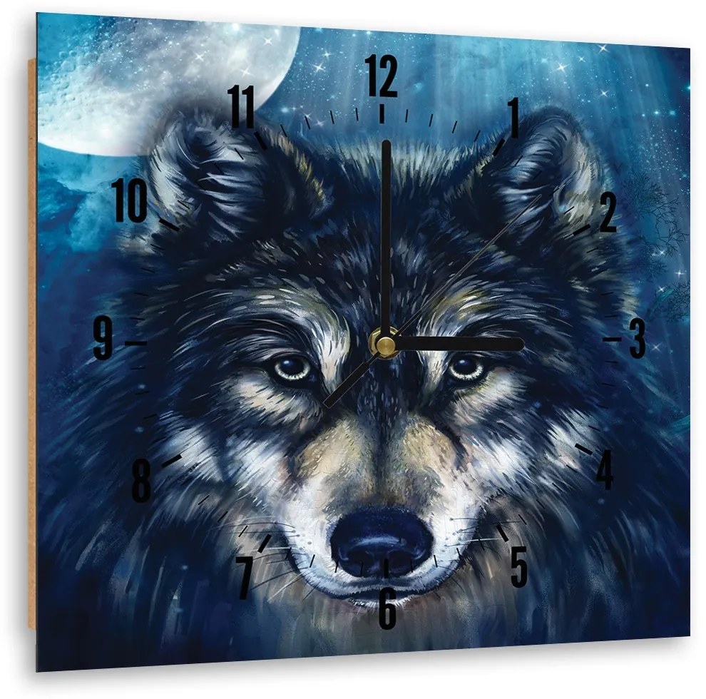 Gario Hodiny na stenu Vlk a mesiac Rozmery: 80 x 80 cm