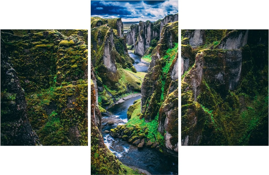 Obraz - Rieka v skalnatom údolí (90x60 cm)