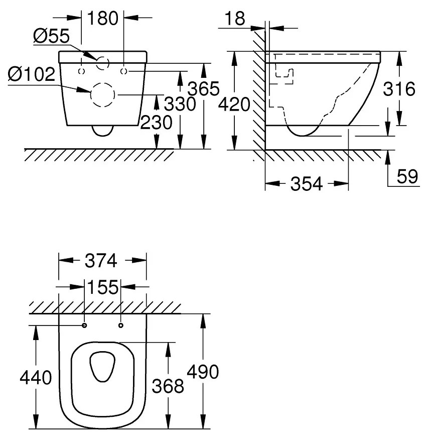 GROHE Euro Ceramic - Kompaktné závesné WC, alpská biela 39206000