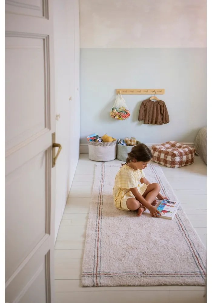 Krémový prateľný ručne tkaný bavlnený behúň 80x230 cm Cuisine Natural – Lorena Canals