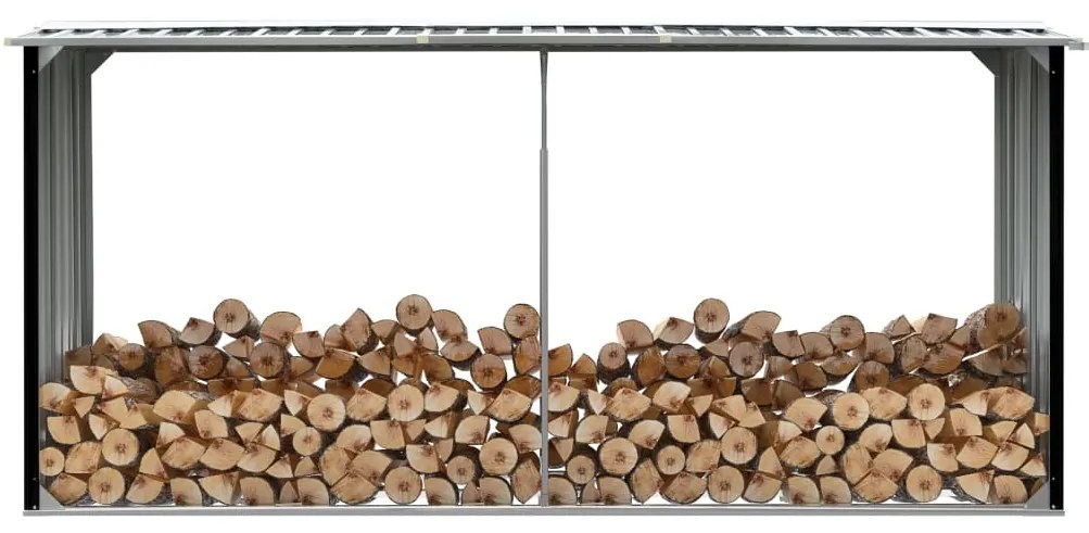 Záhradná kôlňa na drevo antracitová 330x92x153 cm galvanizovaná oceľ