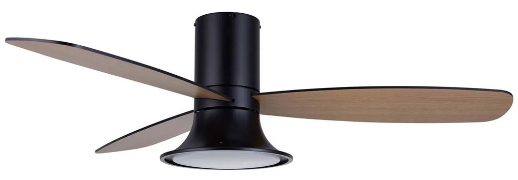 Stropný ventilátor Flusso s LED svietidlom, čierna