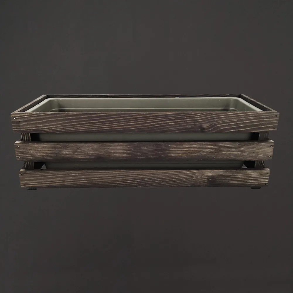 AMADEA Drevený obal na kvetináč tmavý, 52x21,5x17cm, český výrobok