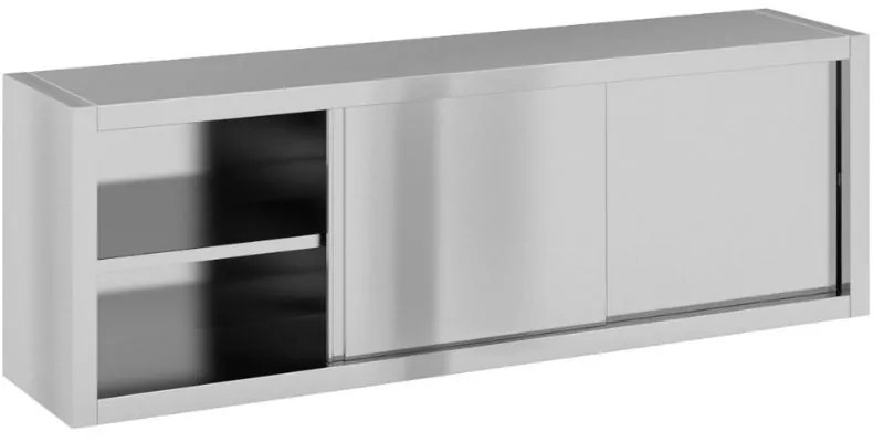 Závesná nerezová skriňa s posuvnými dverami, 1800 x 400 x 600 mm