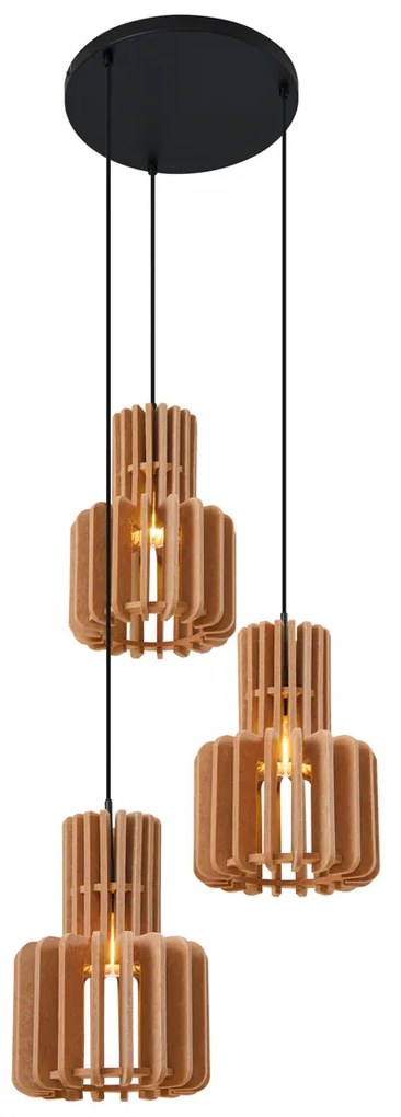 Retro závesná lampa čierna s oranžovou 3-svetlá - Felt