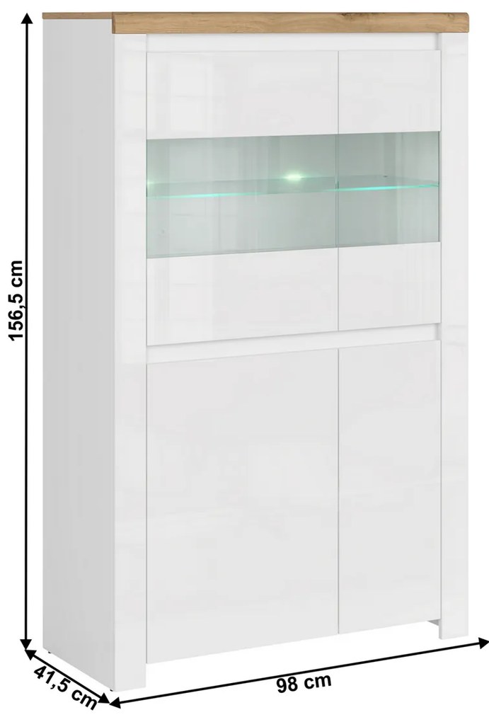 Skriňa VILGO 2D2W, lesklá biela