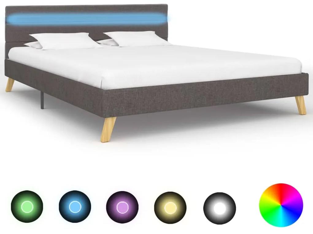 Rám postele s LED svetlom svetlosivý 140x200 cm látkový