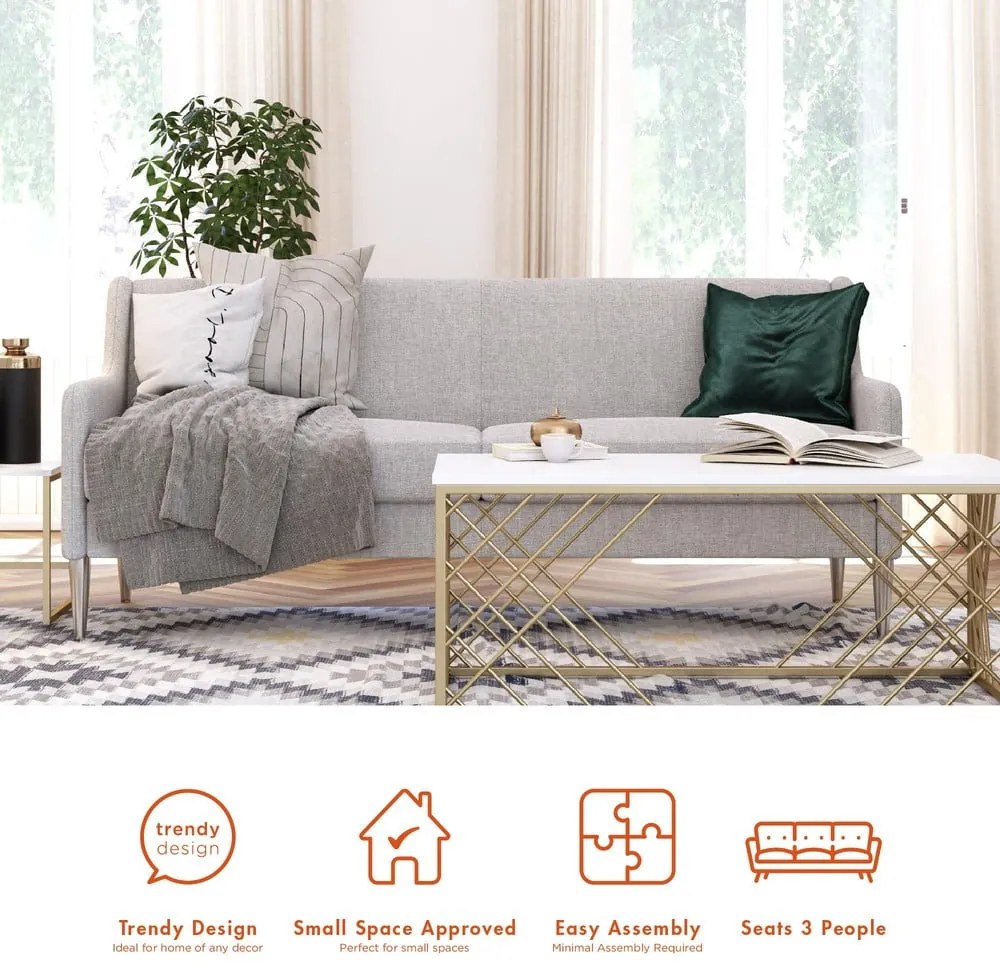 Sivá pohovka 190 cm Virginia - CosmoLiving by Cosmopolitan