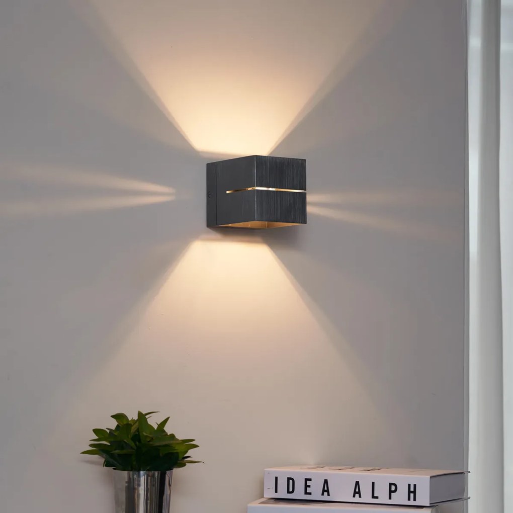 Moderné nástenné svietidlo Gunmetal so svetelným efektom - Transfer Groove