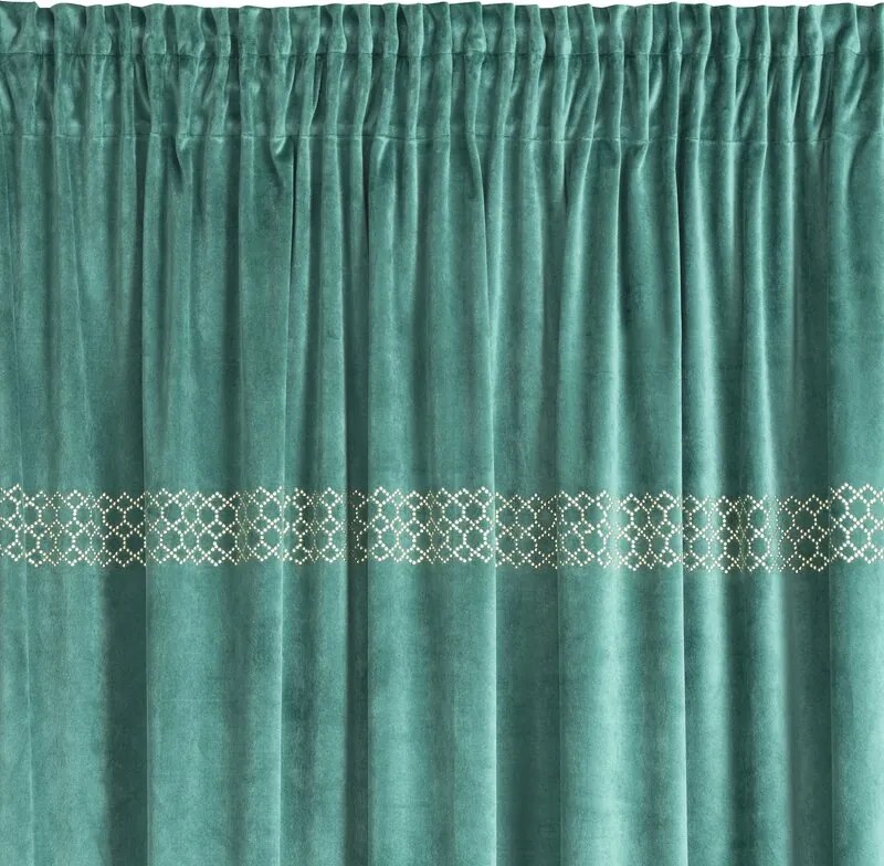 Dekorstudio Zamatový záves JOVITA s riasiacou páskou 140x270 cm - zelený