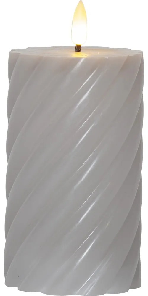 Sivá vosková LED sviečka Star Trading Flamme Swirl, výška 15 cm