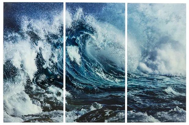 Triptychon Wave obraz sklenený modrý
