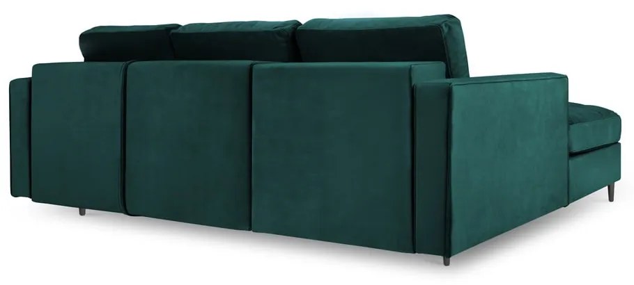 Petrolejovozelená zamatová rozkladacia rohová pohovka Milo Casa Santo, ľavý roh