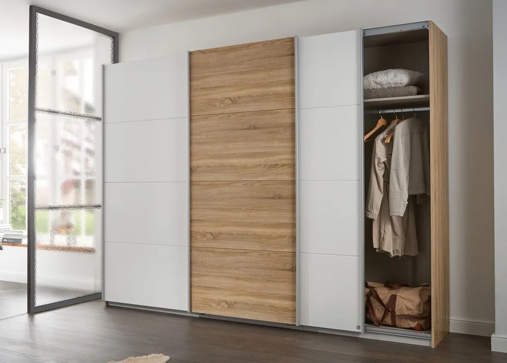 Šatníková skriňa Kulmbach, dub sonoma / biela