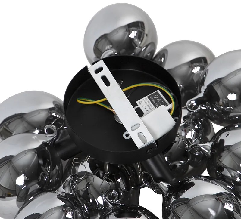 Dizajnové stropné svietidlo čierne s dymovým sklom 3-svetlo - Uvas