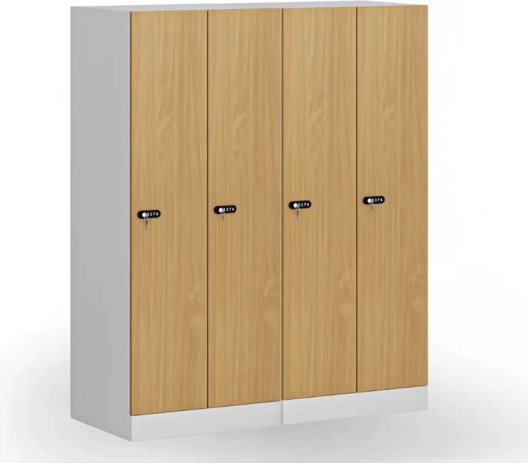 Šatníková skrinka S1 znížená, 2 oddiely, 1500 x 600 x 500 mm, mechanický kódový zámok, laminované dvere, orech
