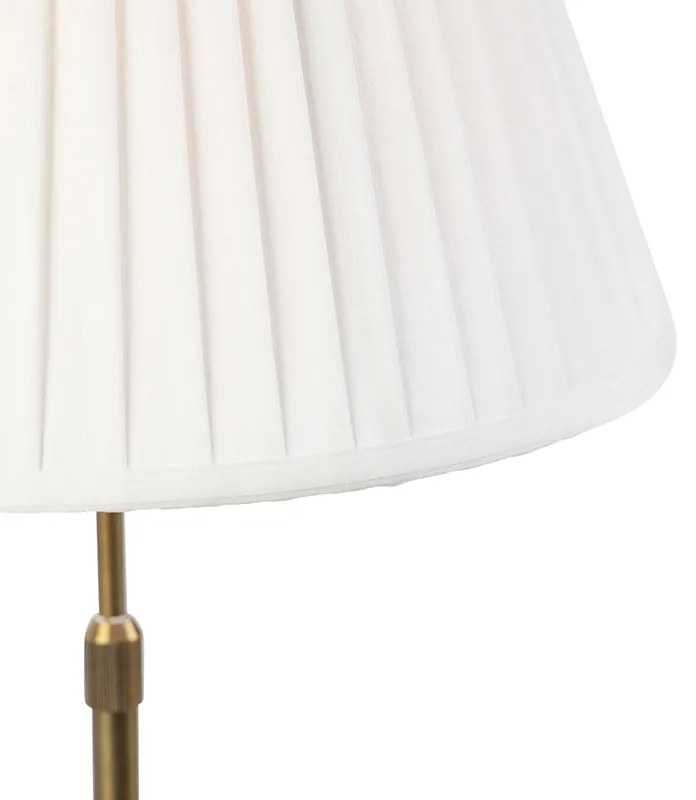 Stolná lampa bronzová s vrásneným tienidlom bielym 35 cm - Parte