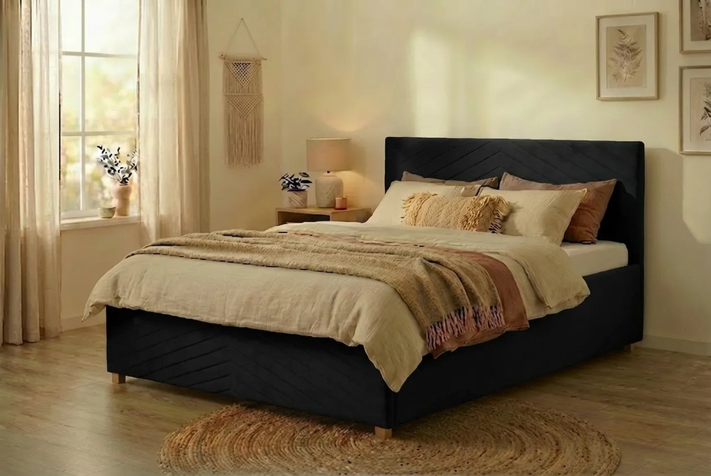 Postel VEGA 160x200 cm Čierna Bez matraca