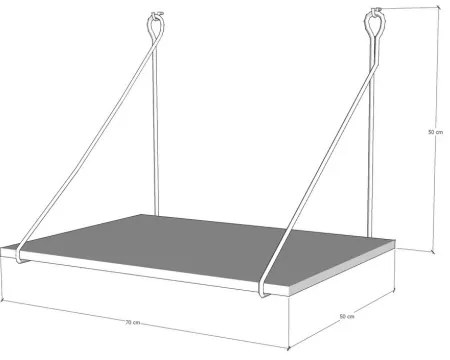 Nástenný pracovný stôl TUNA 50x70 cm hnedá/čierna