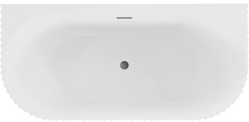 Mexen Sella, voľne stojaca vaňa ku stene, drážkovaná, 150 x 75 cm, biela lesklá, brúsený grafit, 52711507500-66