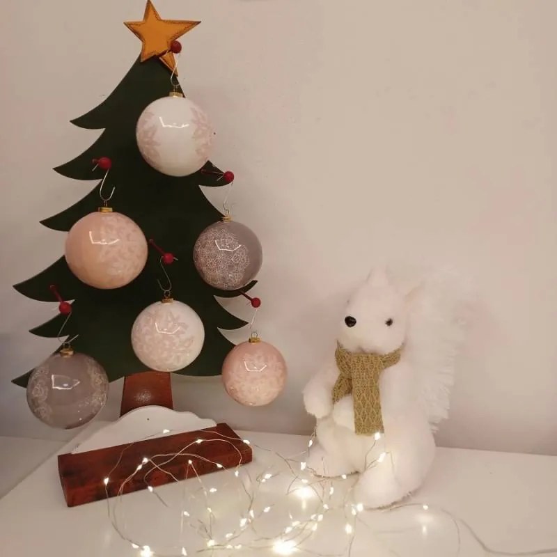 DECOLED Sada ozdob, 6 ks, pr. 8 cm, 3 barvy, vločky