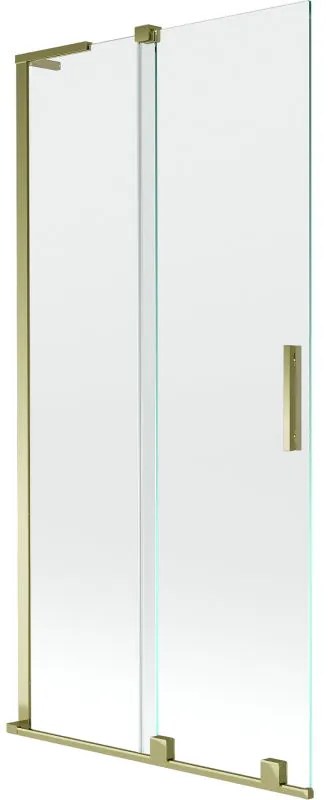 Mexen Velar L, 2-krídlová posuvná vaňová zástena 90 x 150 cm, 8mm číre sklo, zlatý lesklý profil, 896-090-003-01-50