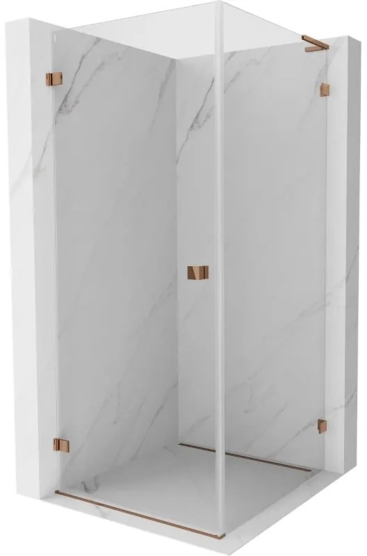 Mexen Lunar-B L, 1-krídlový sprchový kút, ľavý, 80 x 80 cm, 8mm číre sklo, ružové zlato profil, 832L-080-080-60-00-L