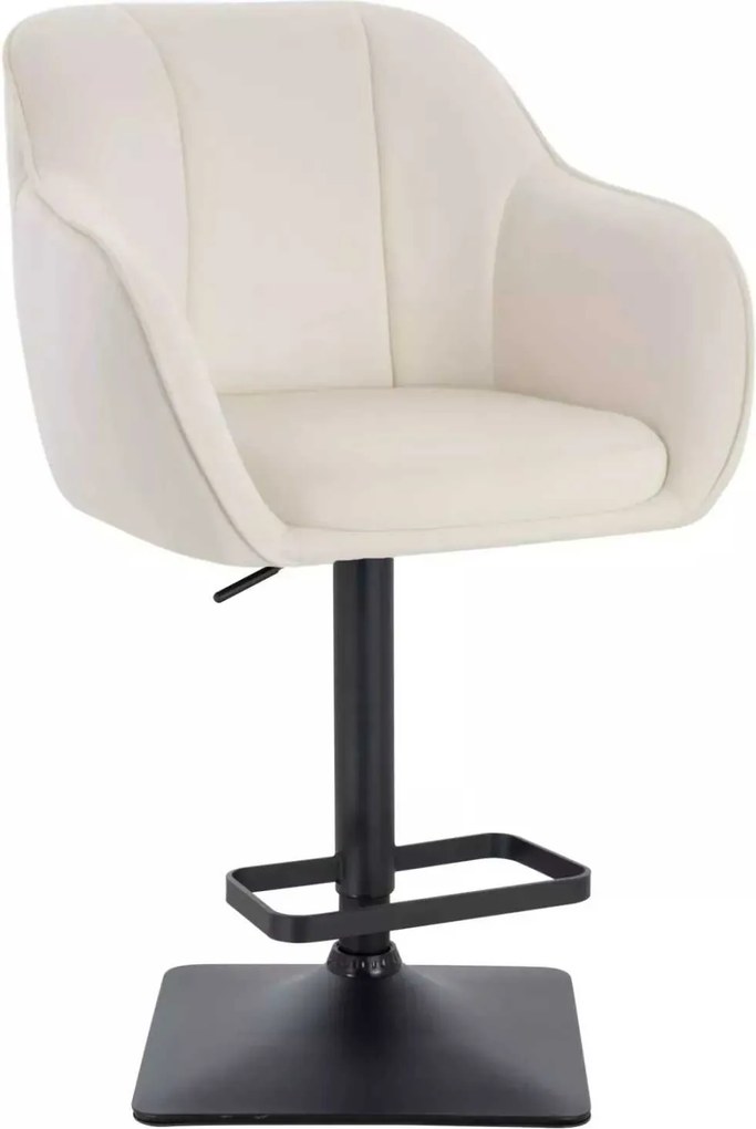 LuxuryForm DESIGN Barová stolička AVOLA VELUR na čiernej hranatej podstave - biela