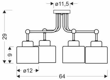 Prisadený luster OLENA 4xE27/60W/230V čierna