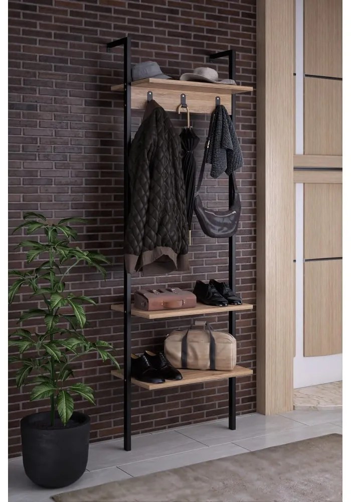 Čierna predsieňová zostava z recyklovaného dreva Nina - Kalune Design