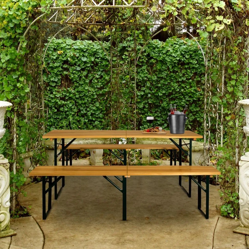 Pivný set MAXI sklápateľný, 220cm, prírodná hnedá Jurhan