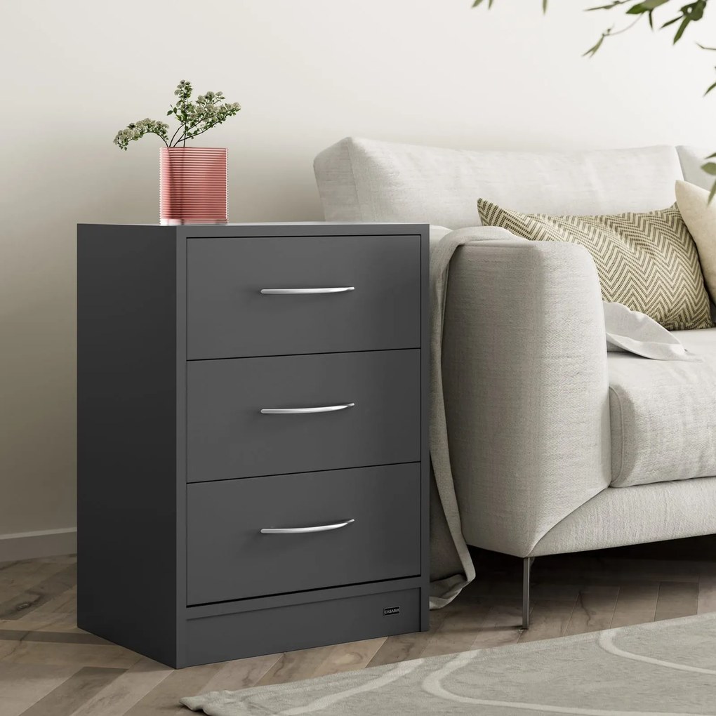 Nočný stolík ELOISE s podsvietením, 54x39x28cm, antracitová Casaria