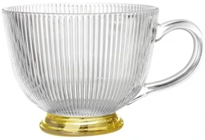 Sklenený hrnček Selena 430 ml so zlatým podstavcom