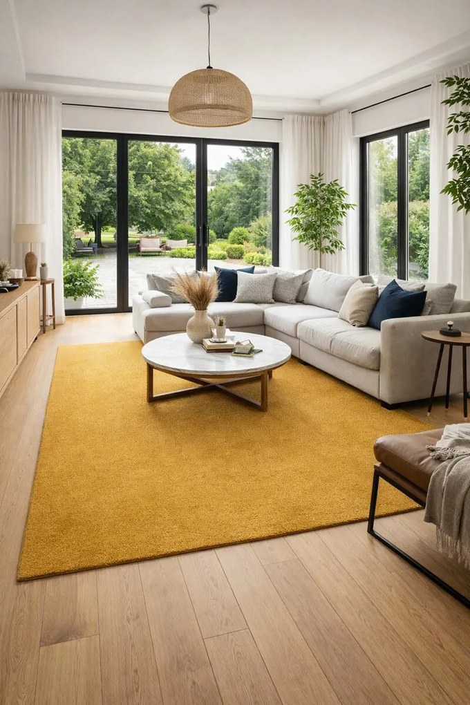 Vopi, Kusový koberec Eton Exklusive žltý štvorec, 400x400, žltá, obývacia izba