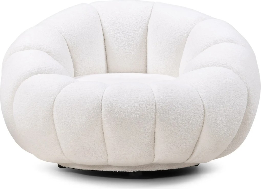 Dizajnové relaxačné kreslo VENEZIA 100 cm boucle biele
