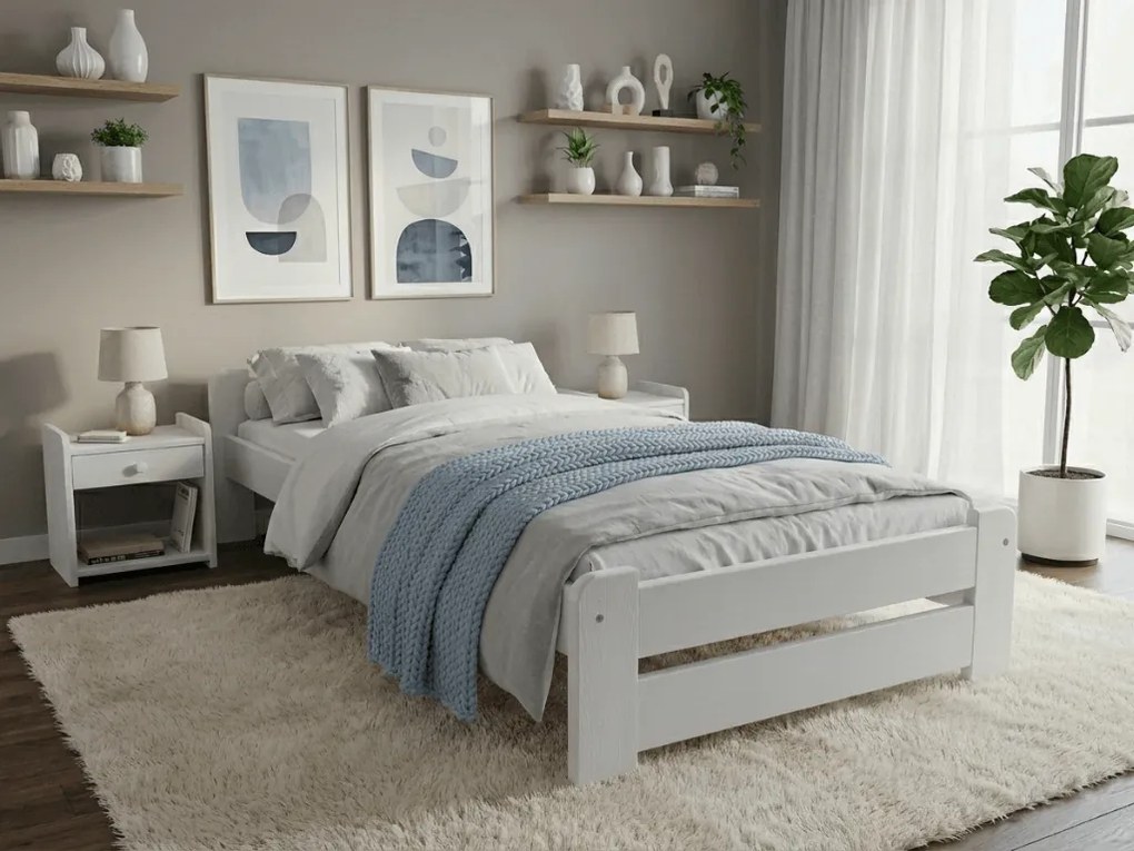 Posteľ Emily 80 x 200 cm, biela Rošt: Bez roštu, Matrac: Matrac DELUXE 10 cm